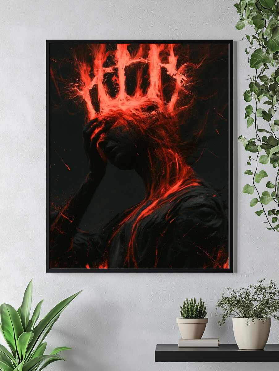Crimson Mindscape Illustration Poster. — room view 4