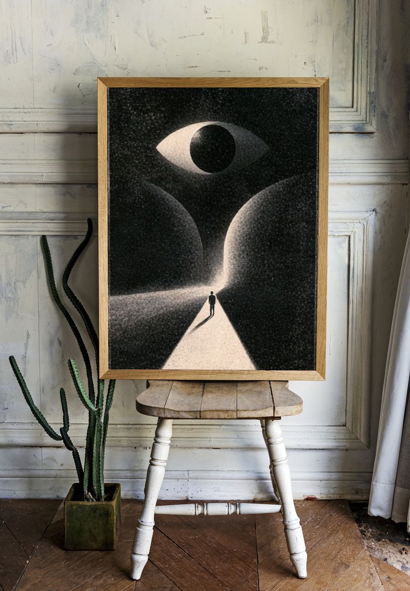 Surreal Eye and Figure Print. room preview