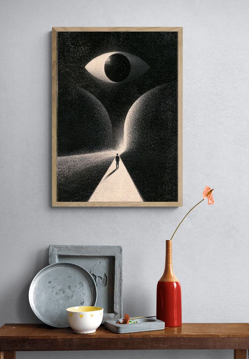 Surreal Eye and Figure Print. — room view 3