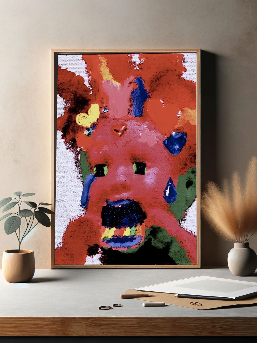 Abstract Bear Face Poster. — room view 2