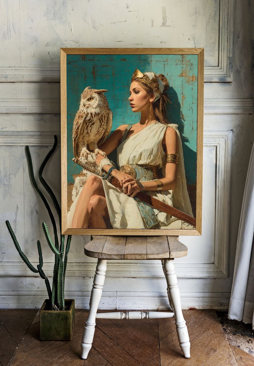 Owl and Woman Contemporary Print. — room view 1