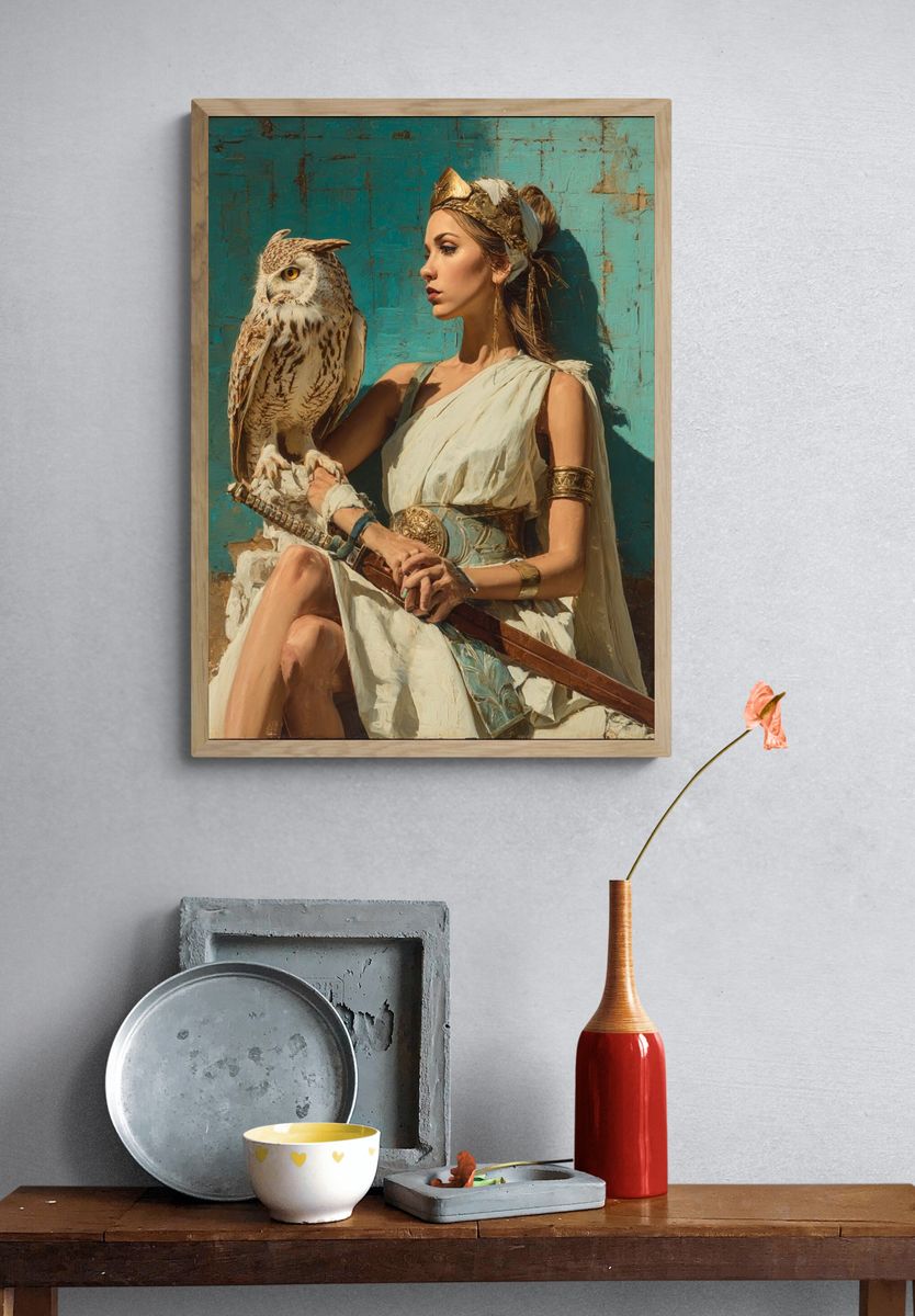 Owl and Woman Contemporary Print. — room view 3