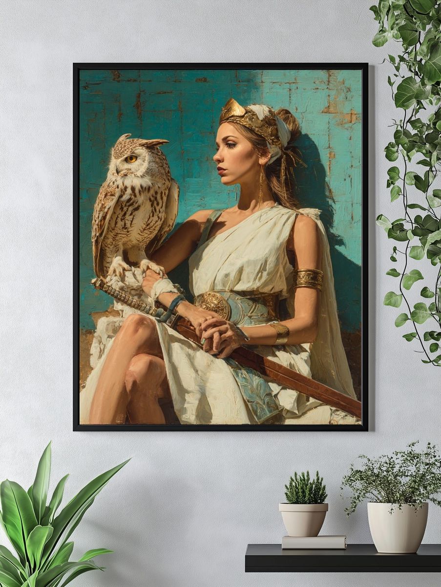 Owl and Woman Contemporary Print. — room view 4