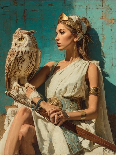 Owl and Woman Contemporary Print. poster print