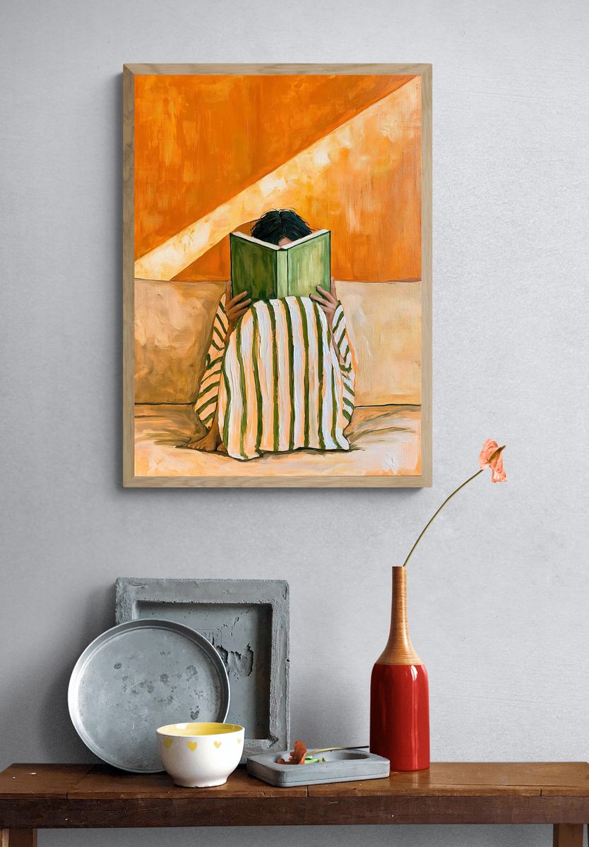 Reader in Orange Interior Poster. — room view 3