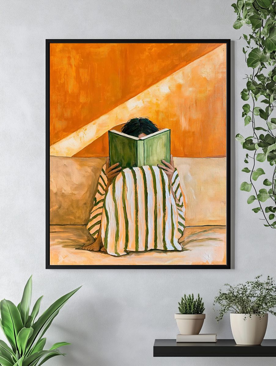 Reader in Orange Interior Poster. — room view 4