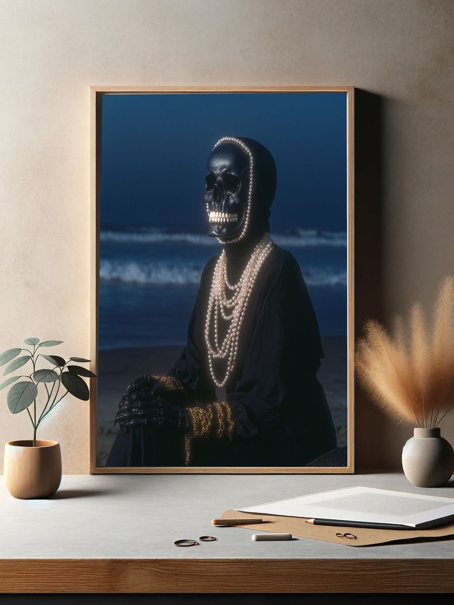 Pearl Skull Portrait Poster. — room view 2