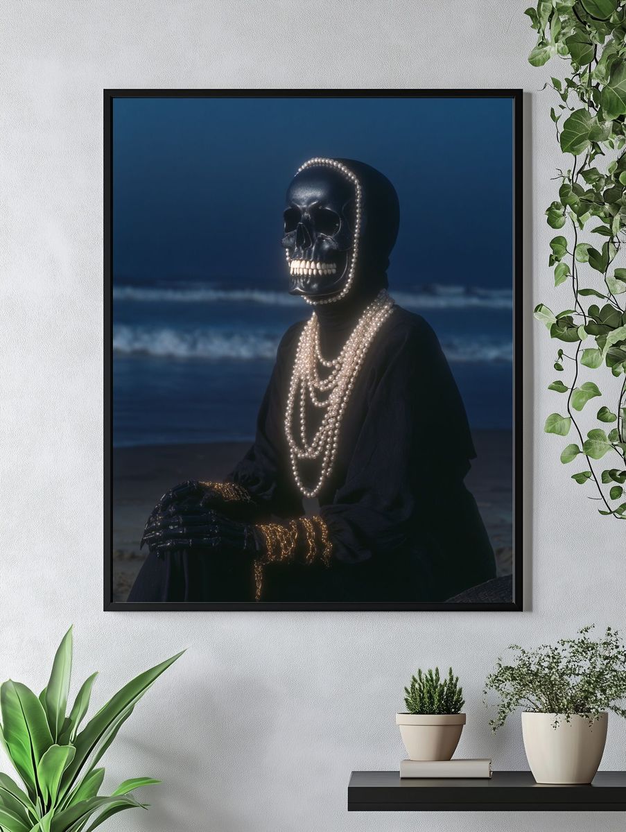 Pearl Skull Portrait Poster. — room view 4