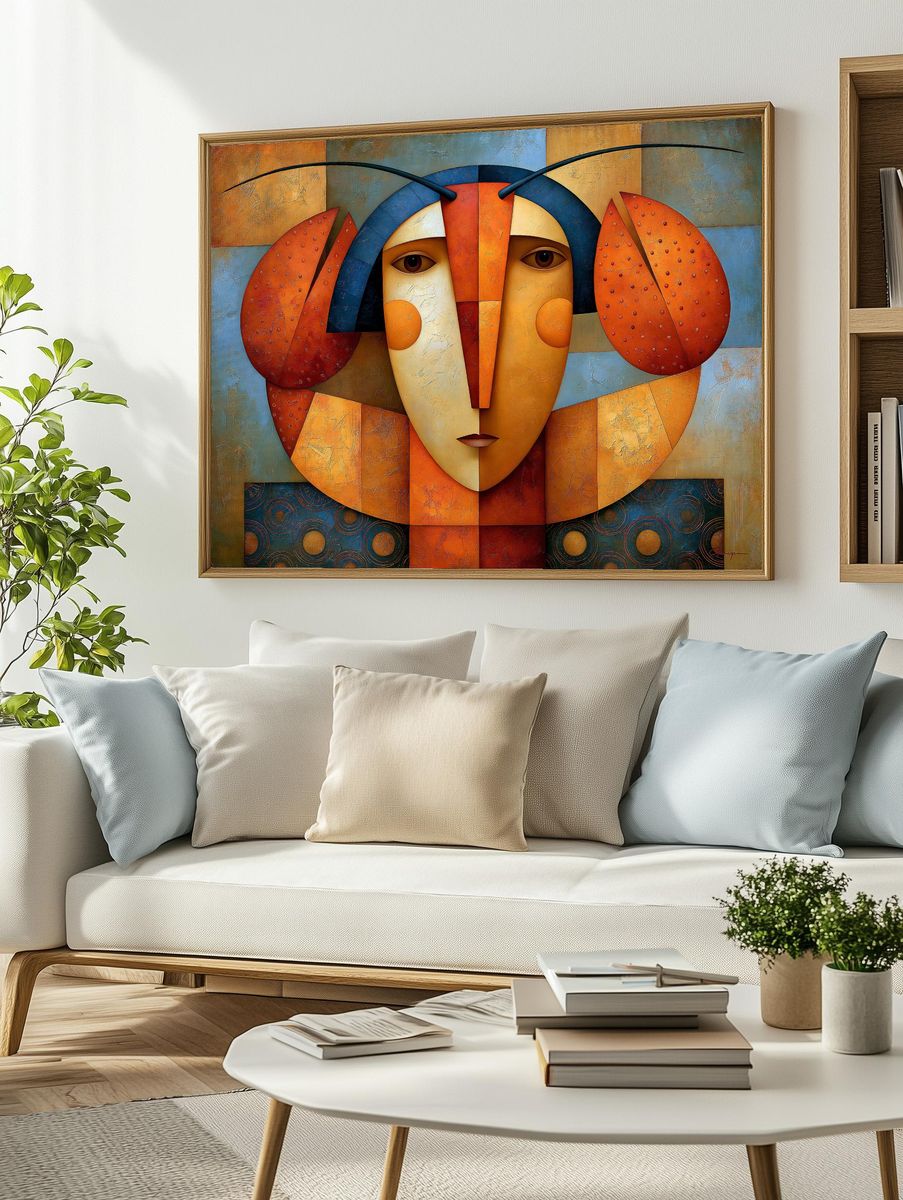 Abstract Mask Face Poster. — room view 2