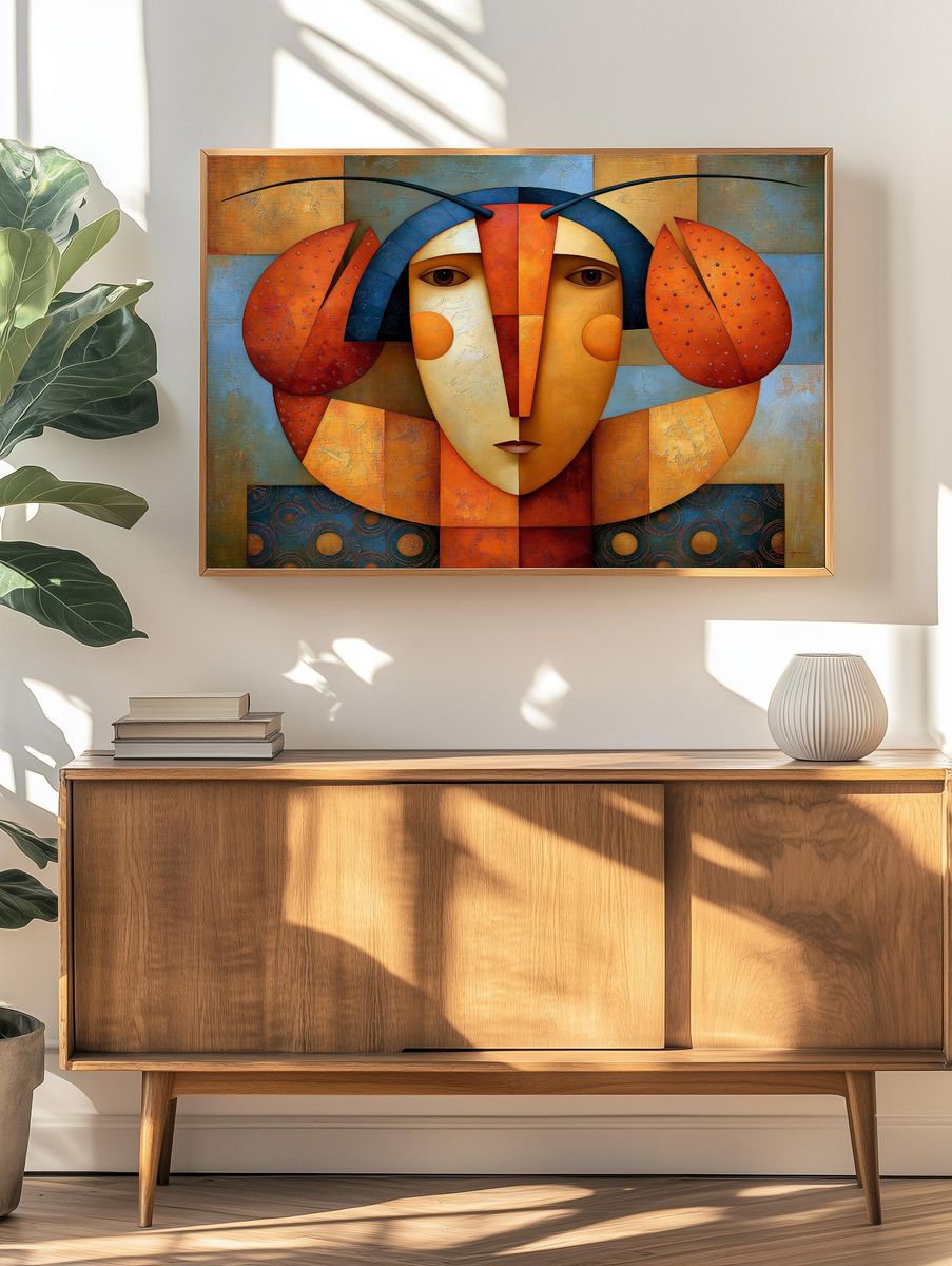 Abstract Mask Face Poster. — room view 3