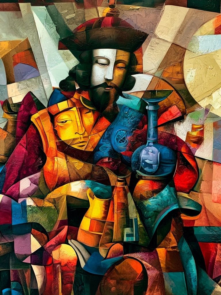 Abstract Cubist Portrait Print. poster detail