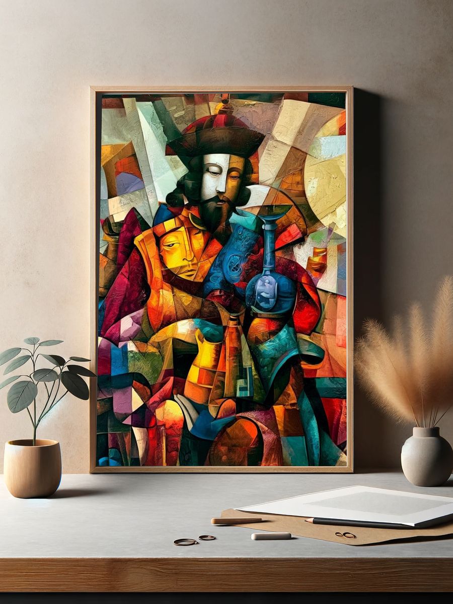 Abstract Cubist Portrait Print. — room view 2