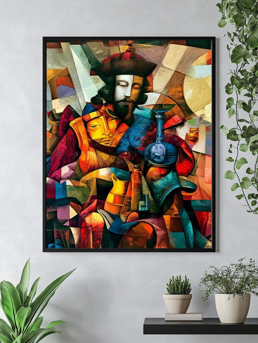 Abstract Cubist Portrait Print. — room view 4