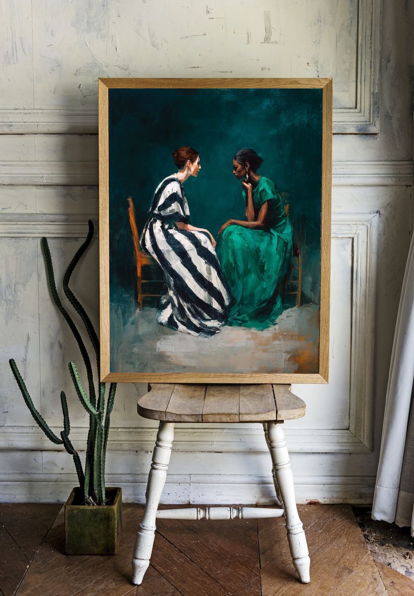 Two Women Conversation Fine-Art Poster. room preview