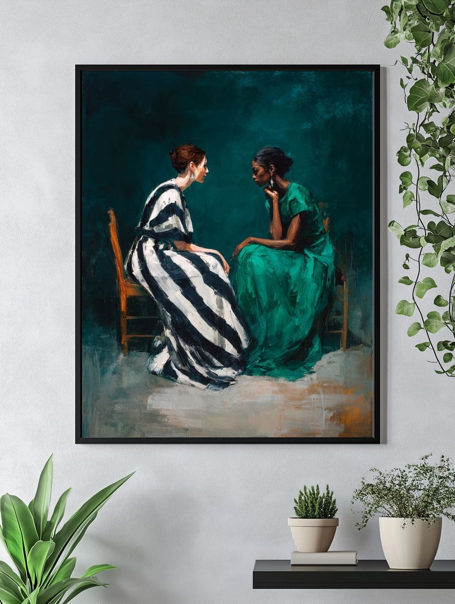 Two Women Conversation Fine-Art Poster. — room view 4
