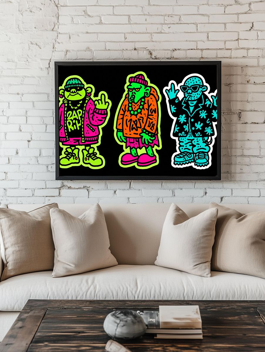 Neon Graffiti Characters Poster. room preview