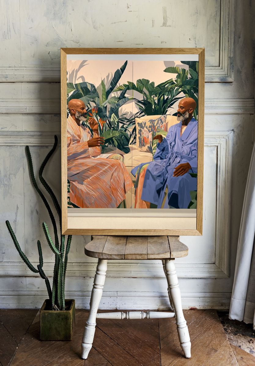 Tropical Conversation Fine-Art Poster. room preview