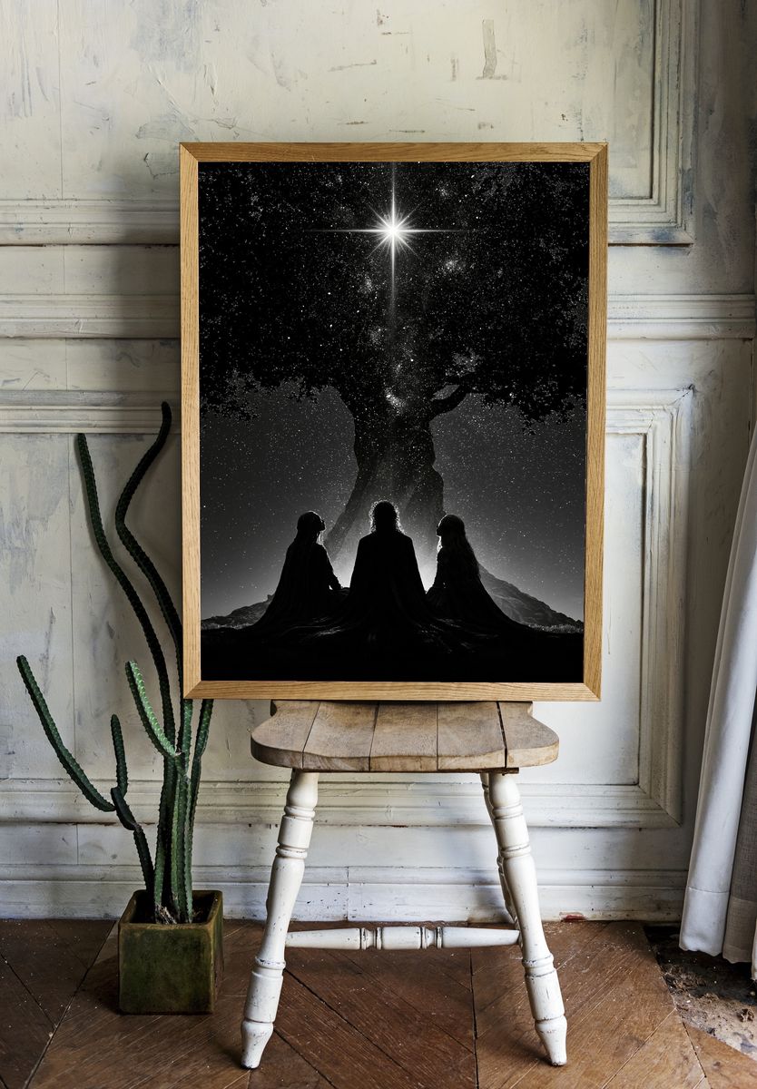 Celestial Tree Silhouette Print. — room view 1