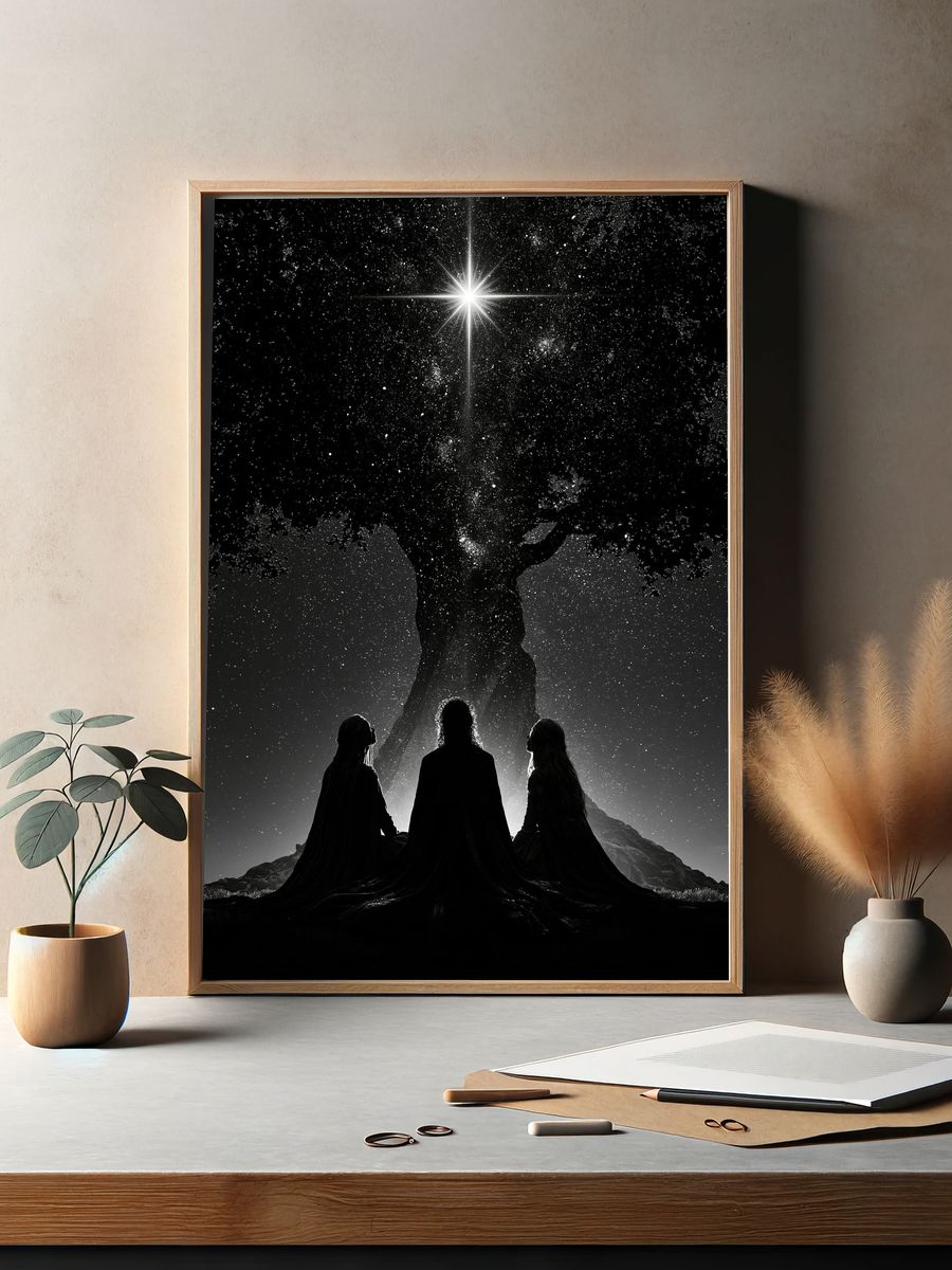 Celestial Tree Silhouette Print. — room view 2