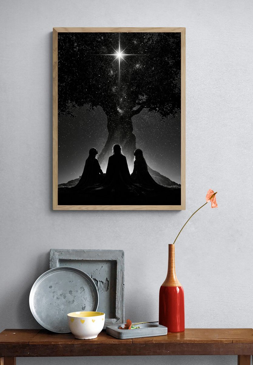 Celestial Tree Silhouette Print. — room view 3
