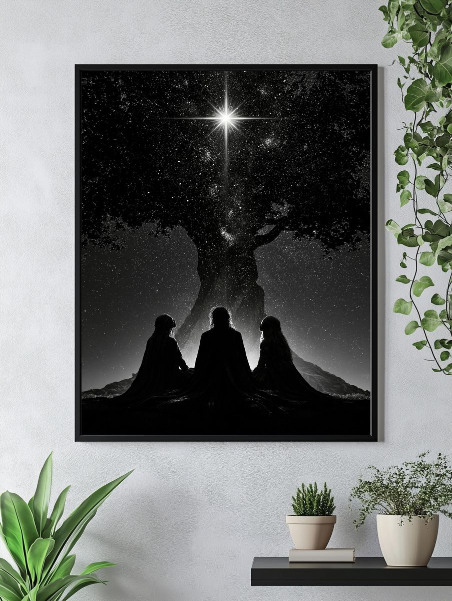 Celestial Tree Silhouette Print. — room view 4