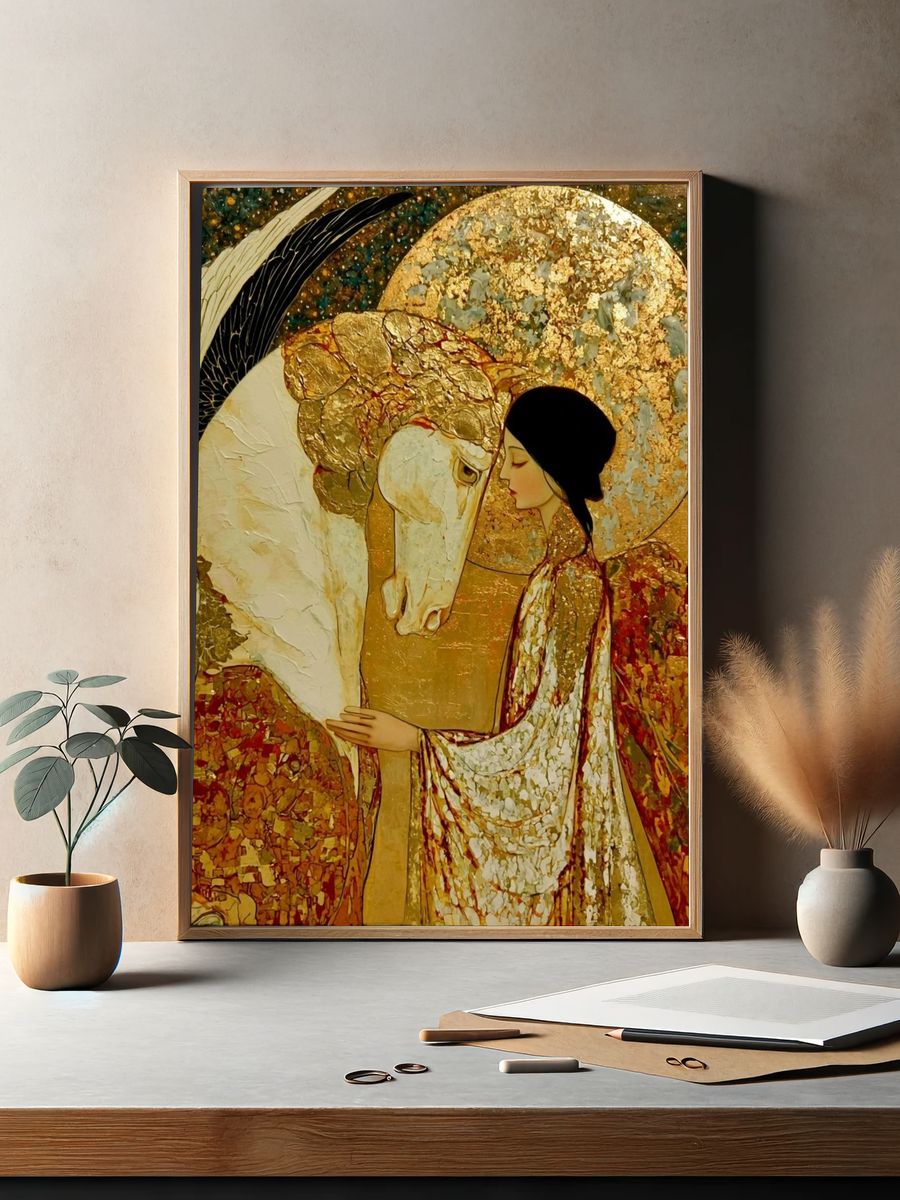 Angel and Horse Fine-Art Poster. — room view 2