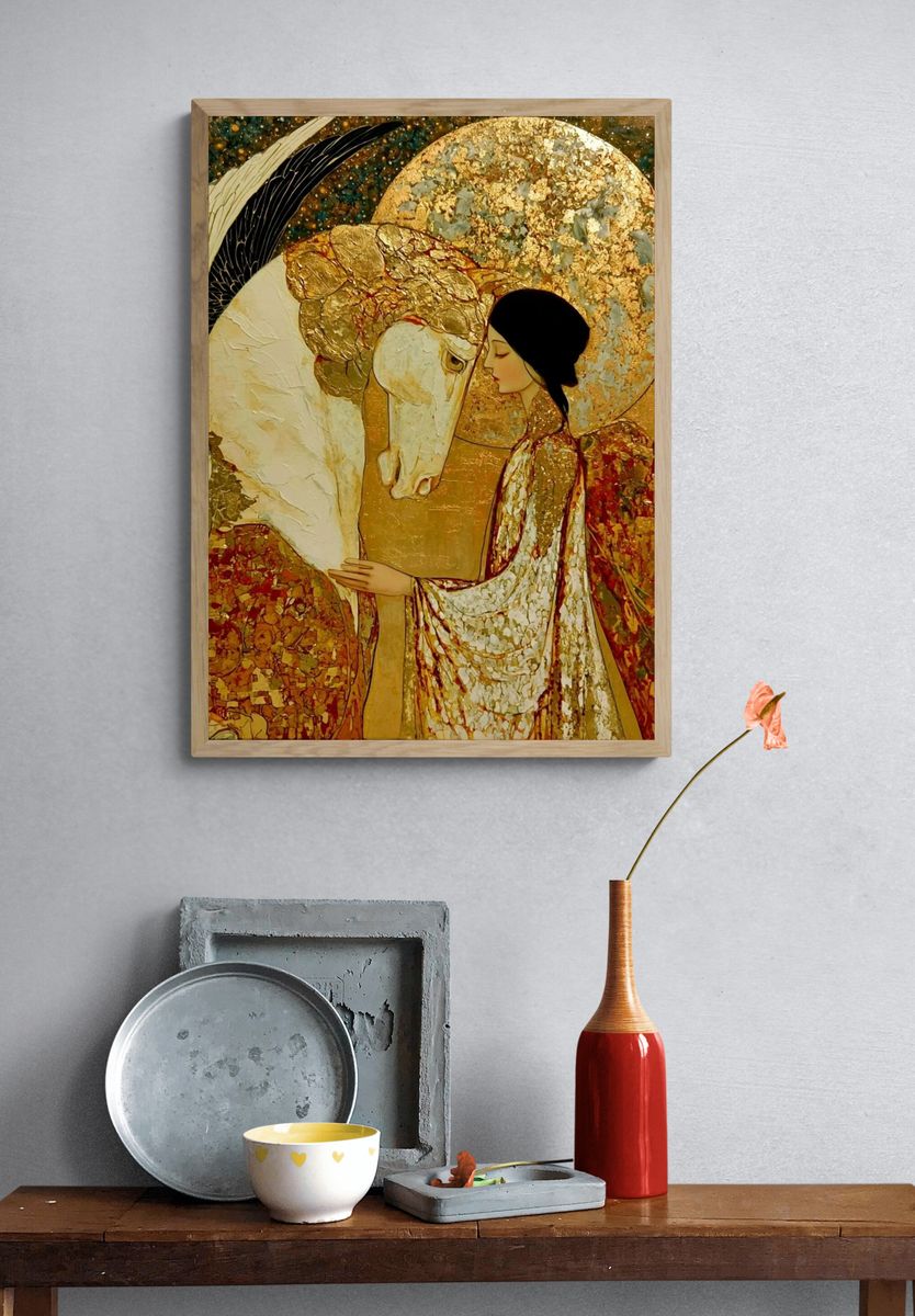 Angel and Horse Fine-Art Poster. — room view 3