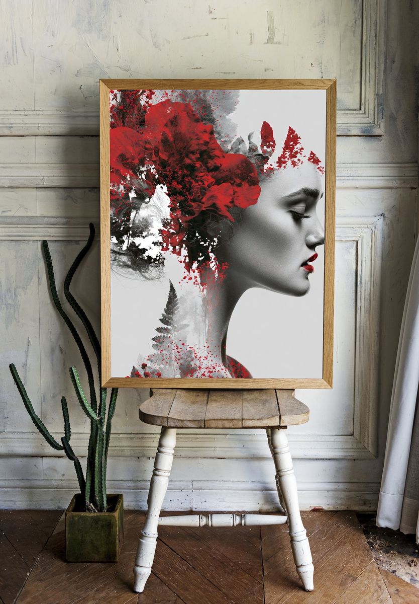 Surreal Floral Profile Print. — room view 1