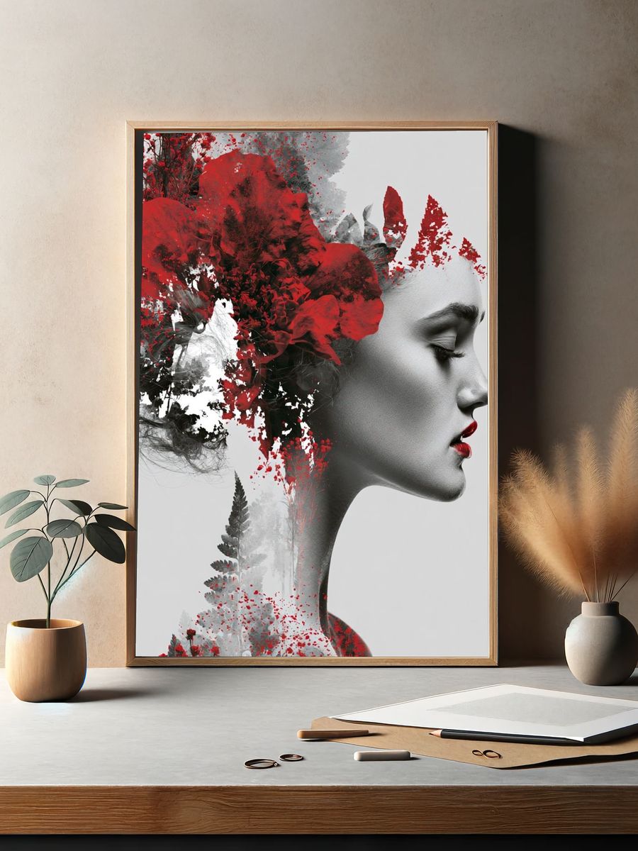 Surreal Floral Profile Print. — room view 2