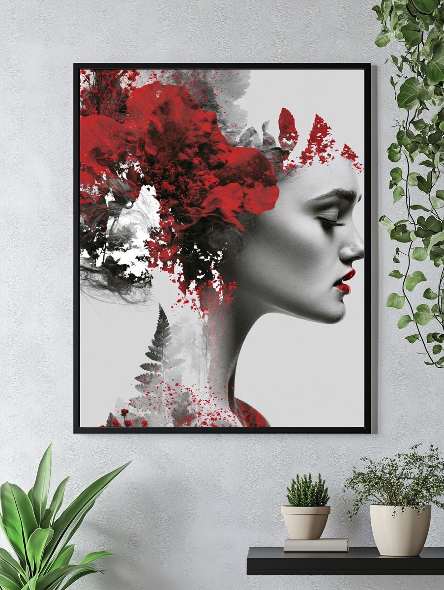 Surreal Floral Profile Print. — room view 4