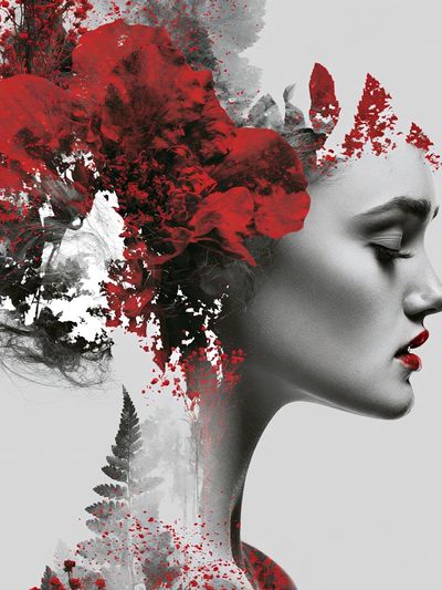 Surreal Floral Profile Print.