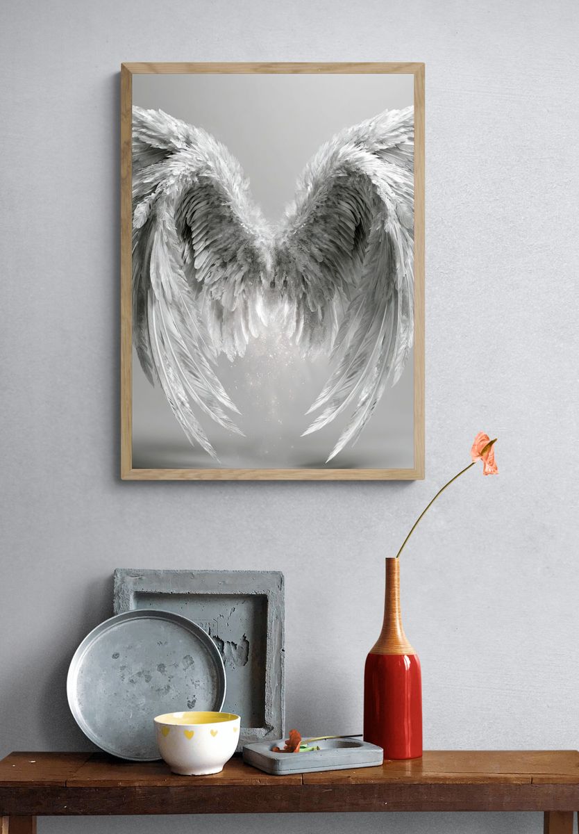 Celestial Angel Wings Print. — room view 3