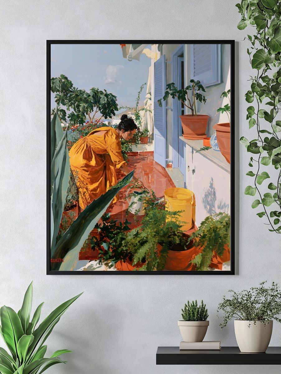 Mediterranean Terrace Garden Print. — room view 4