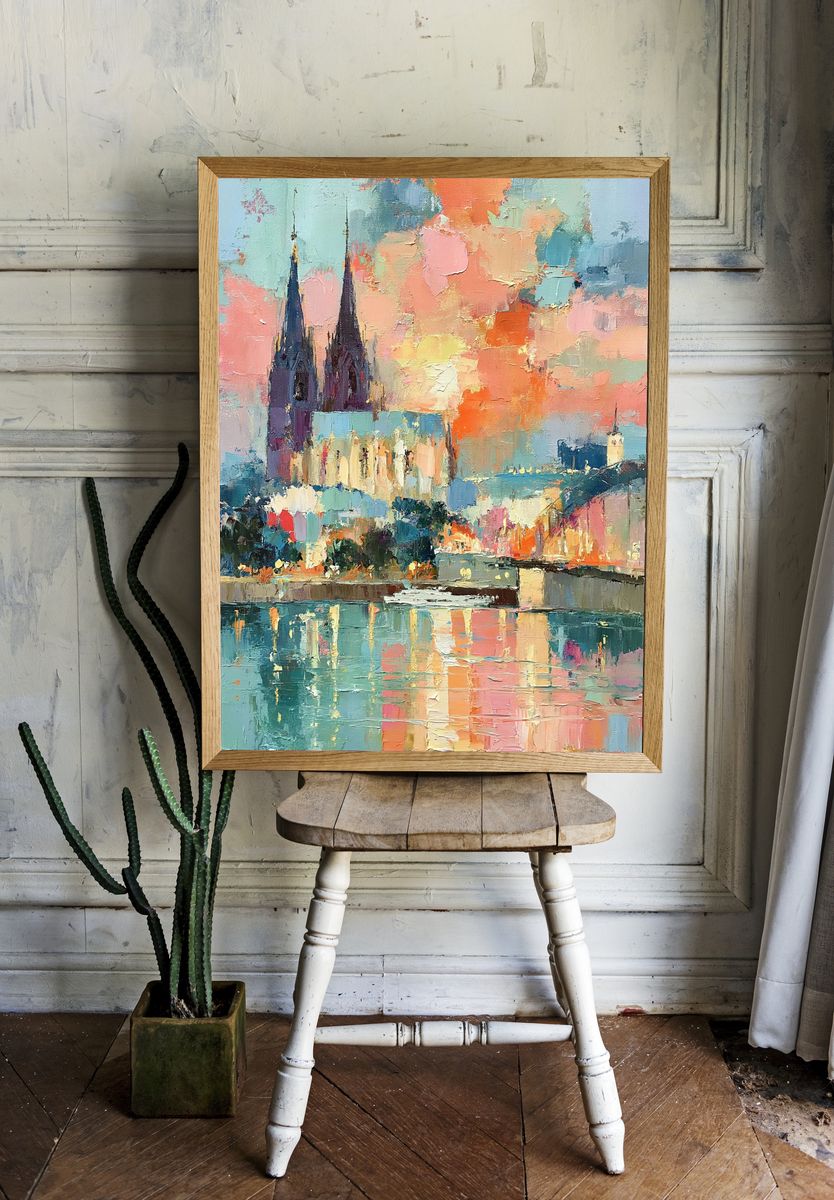 Cathedral Cityscape Abstract Print. room preview