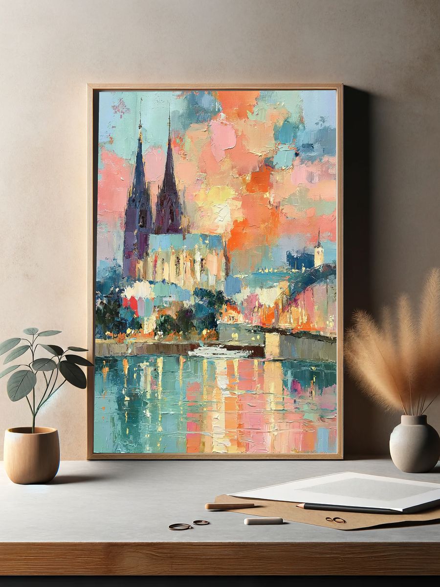 Cathedral Cityscape Abstract Print. — room view 2