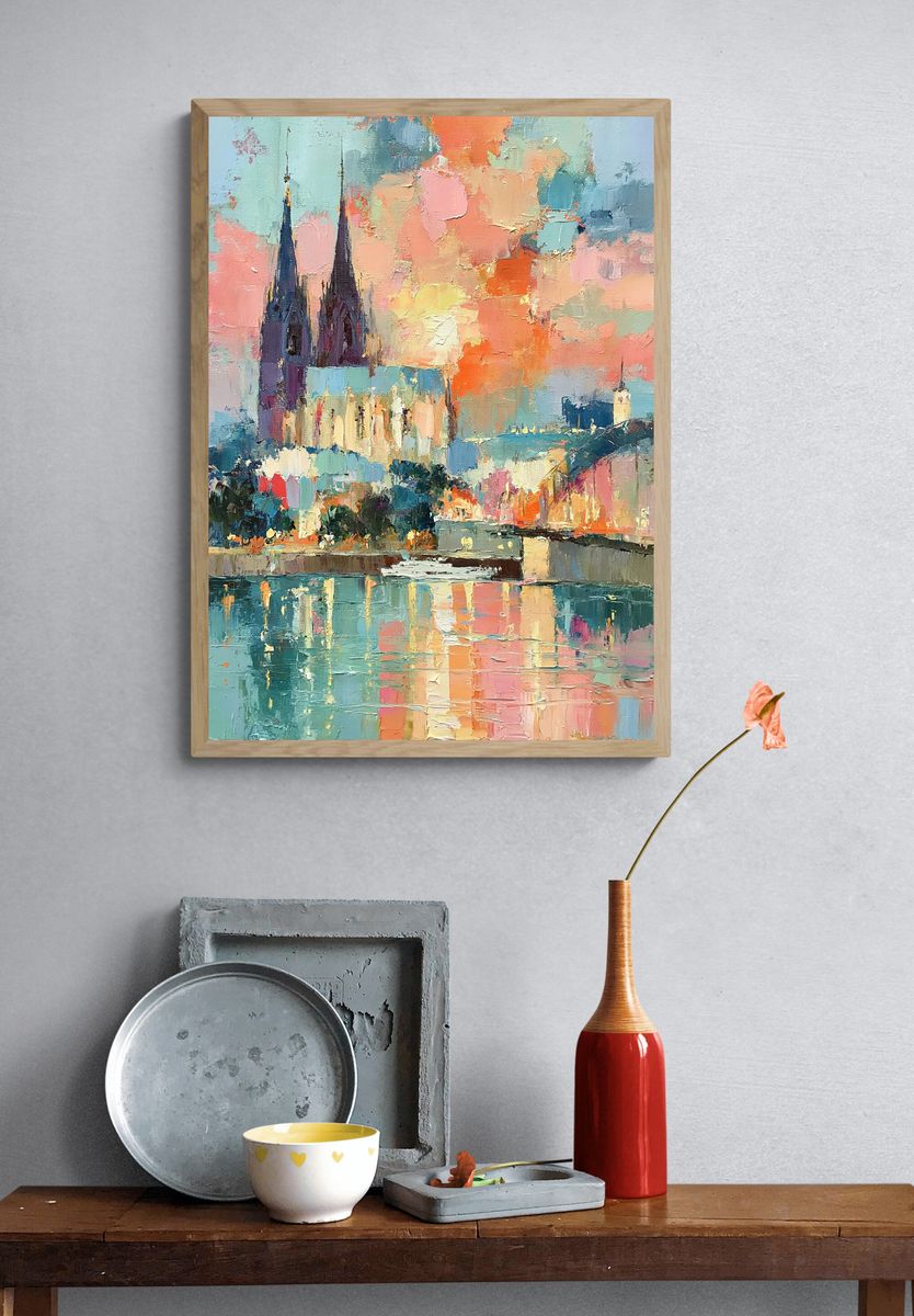Cathedral Cityscape Abstract Print. — room view 3