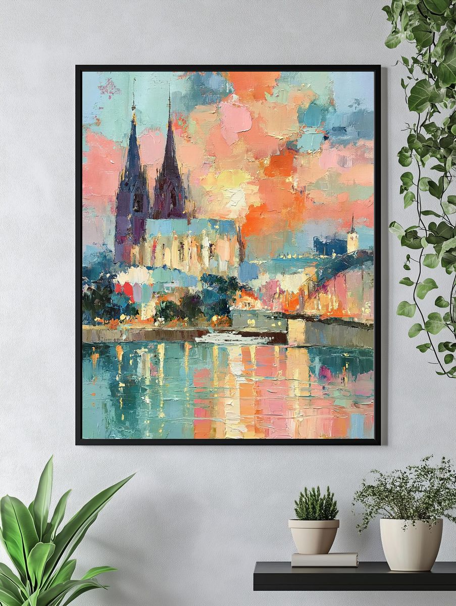 Cathedral Cityscape Abstract Print. — room view 4