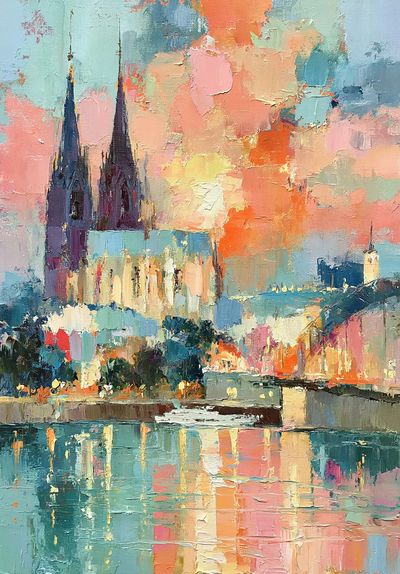 Cathedral Cityscape Abstract Print. poster