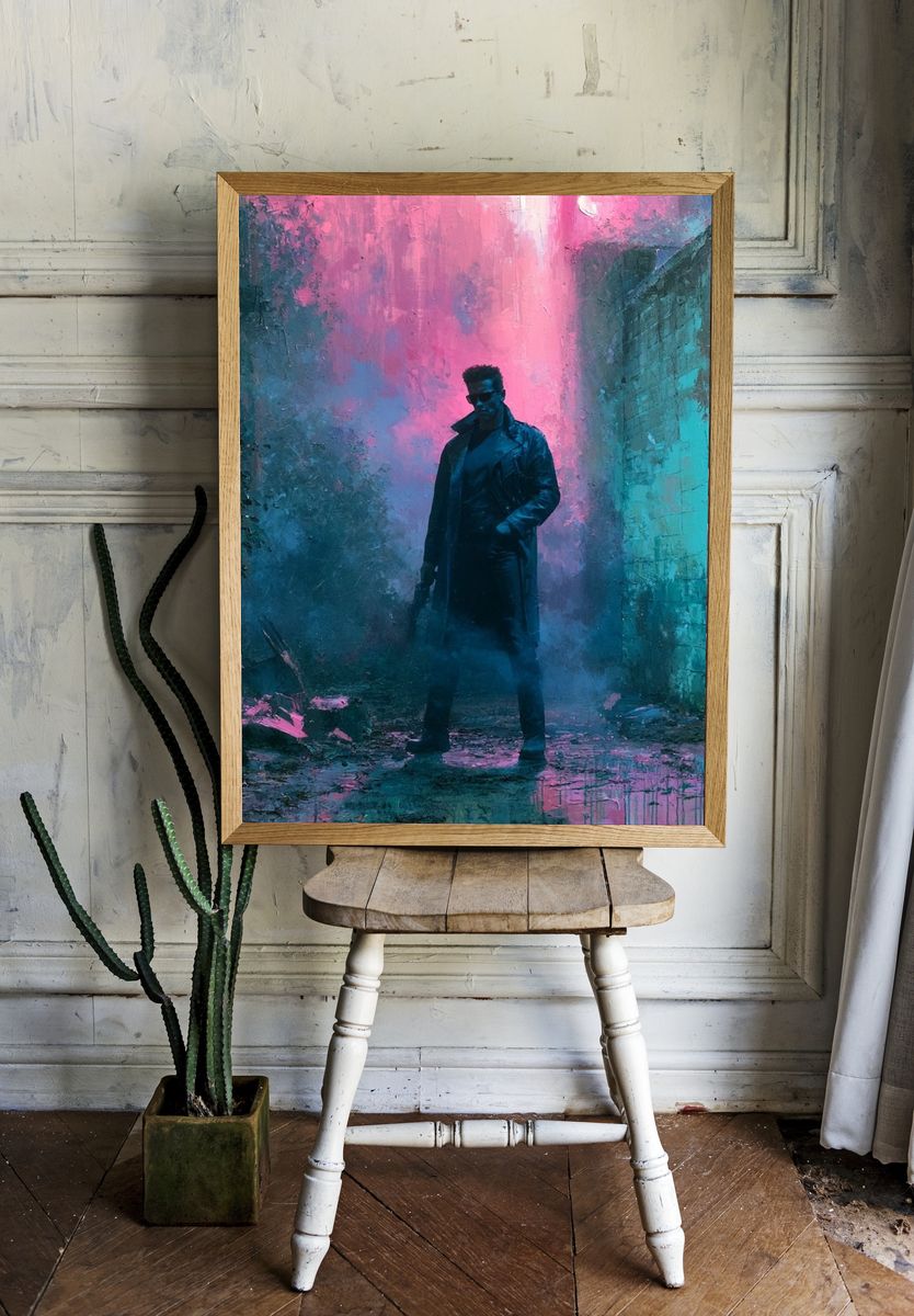Neon Noir Figure Fine-Art Poster. room preview