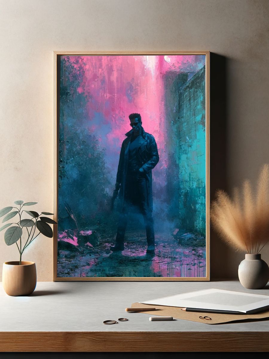 Neon Noir Figure Fine-Art Poster. — room view 2