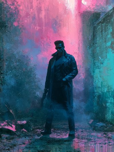 Neon Noir Figure Fine-Art Poster. poster