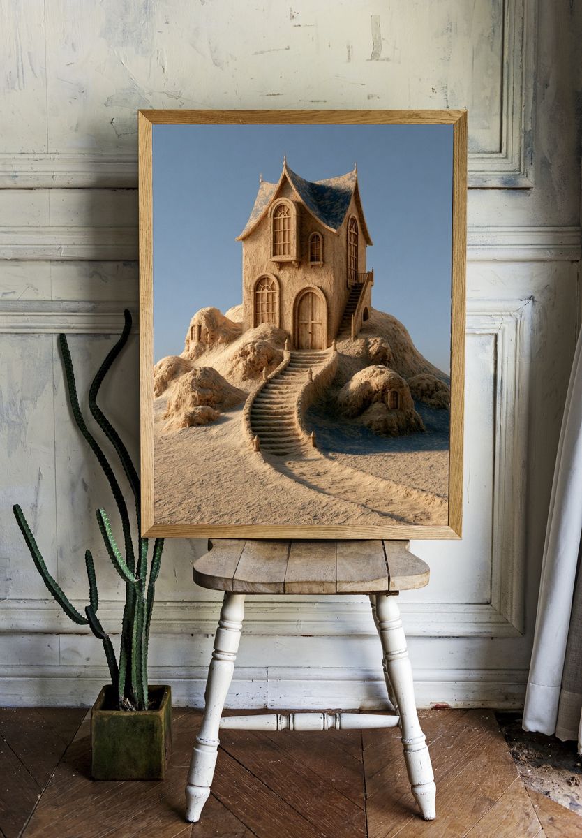 Desert House Surrealism Print. — room view 1