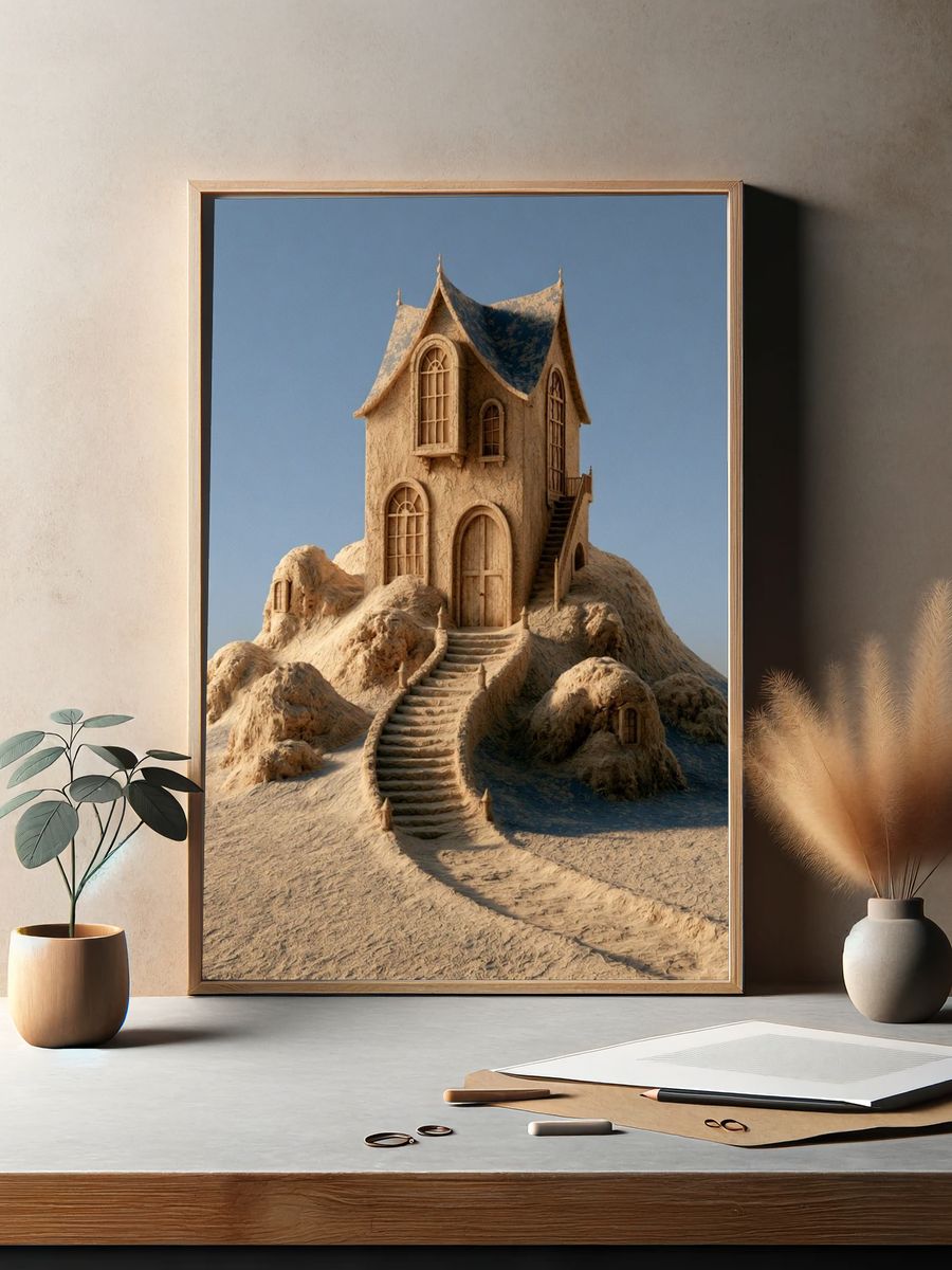 Desert House Surrealism Print. — room view 2