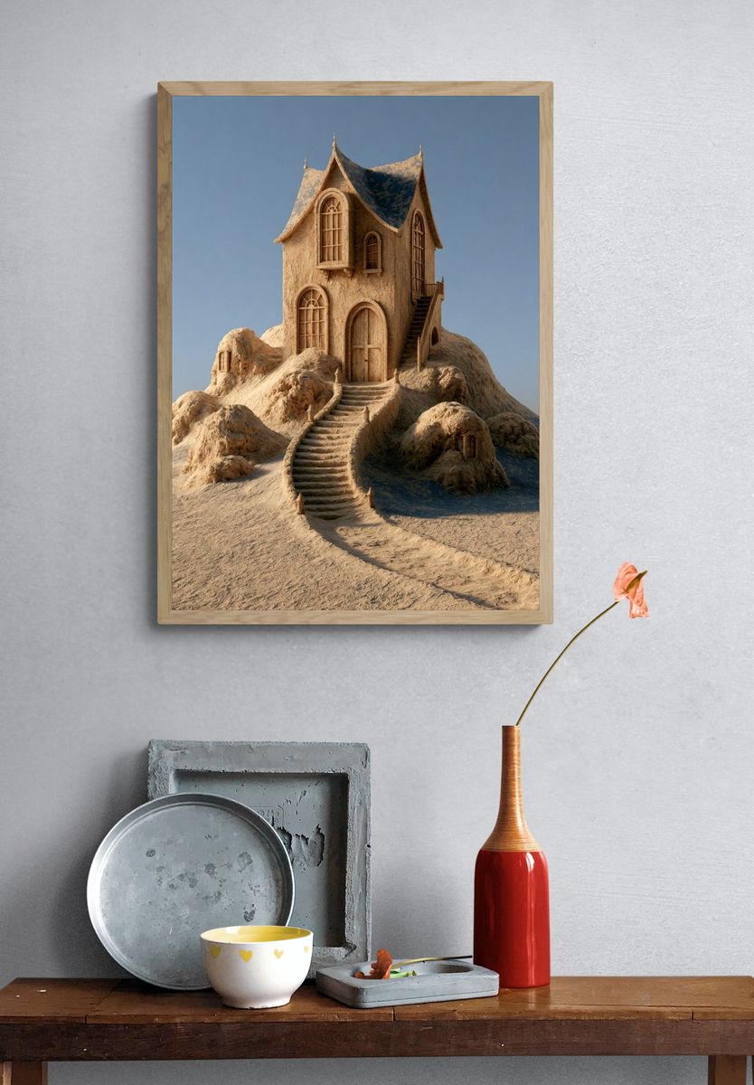 Desert House Surrealism Print. — room view 3