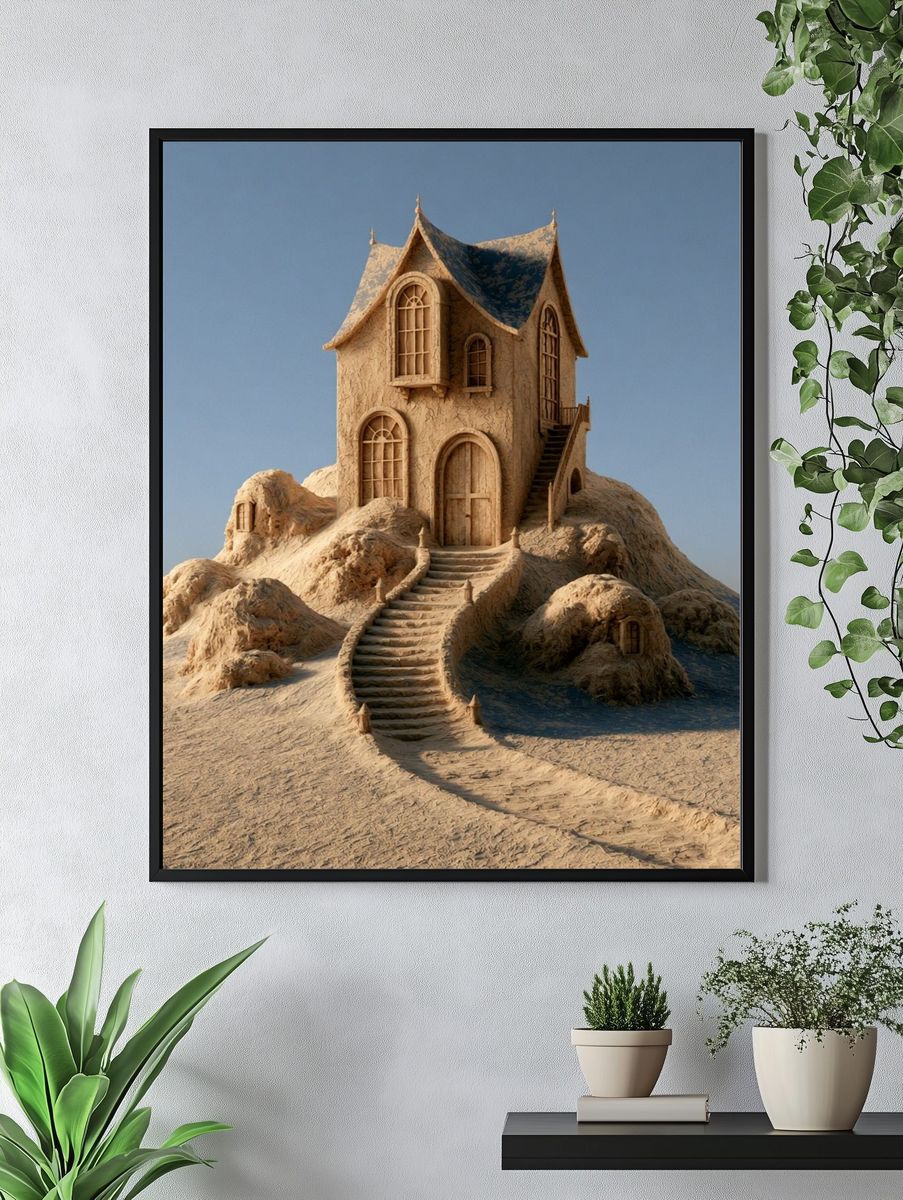 Desert House Surrealism Print. — room view 4