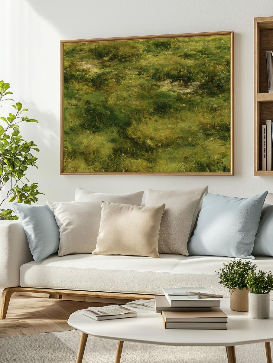 Mossy Meadow Impressionist Print. — room view 2