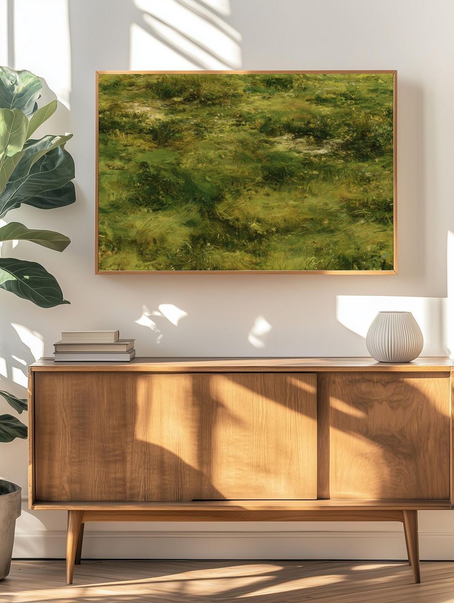 Mossy Meadow Impressionist Print. — room view 3