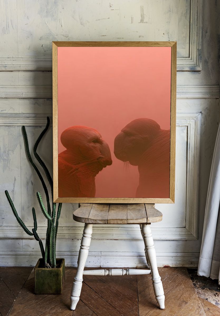 Red Monks in Mist Poster. — room view 1