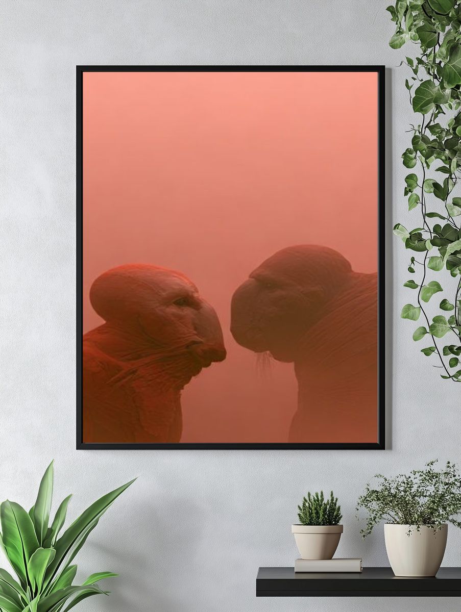 Red Monks in Mist Poster. — room view 4
