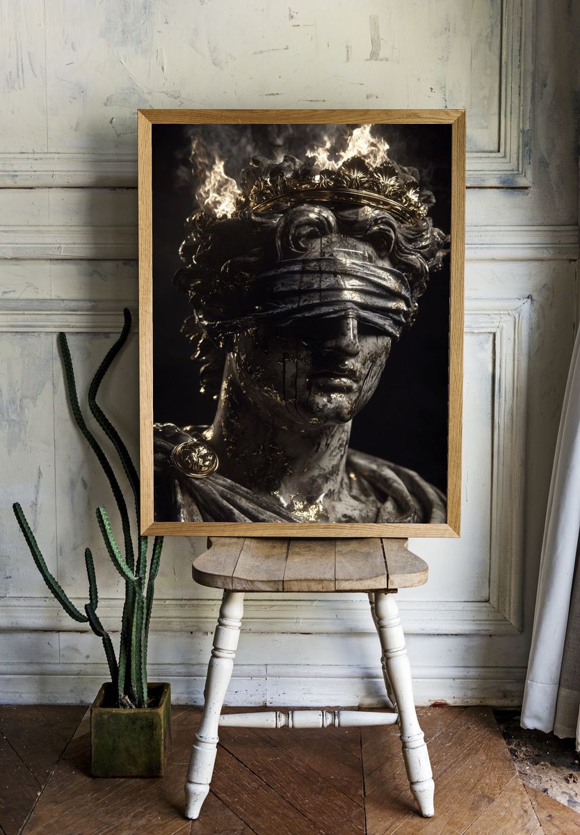 Blindfolded Marble Goddess Poster. — room view 1
